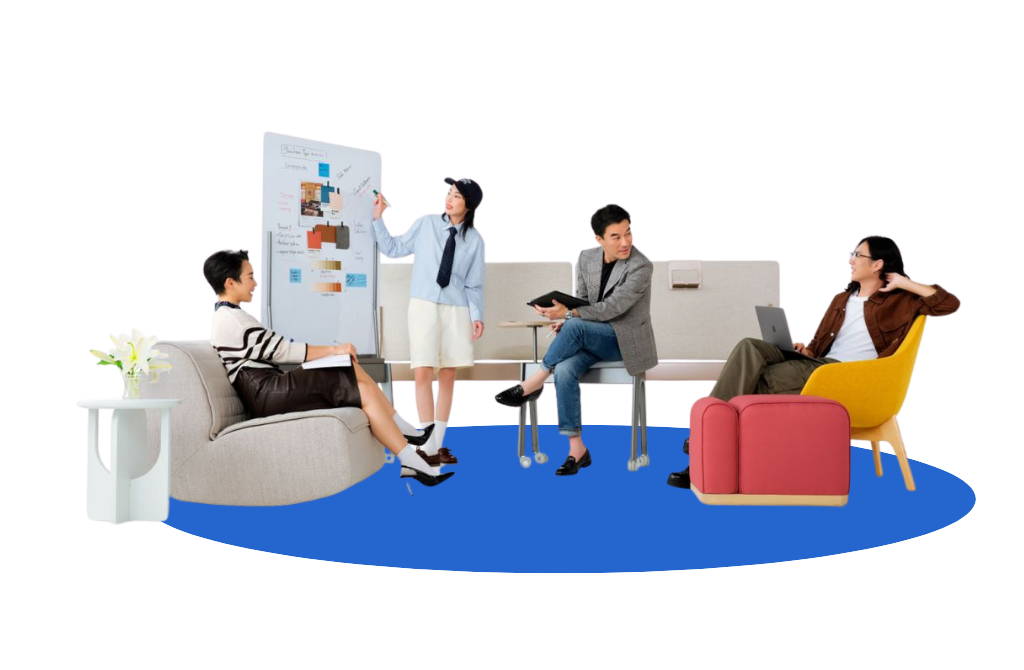 Business team collaborating over analytics boards and dashboards in a modern workspace